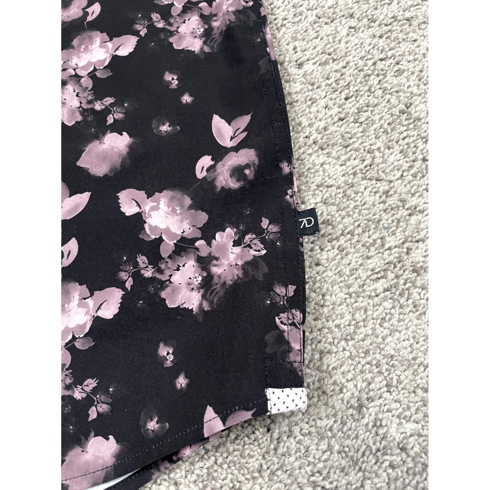 7 Diamonds Shirt Mens XL Button Down Short Sleeve Floral 4 Way Stretch Black Top - Picture 5 of 8